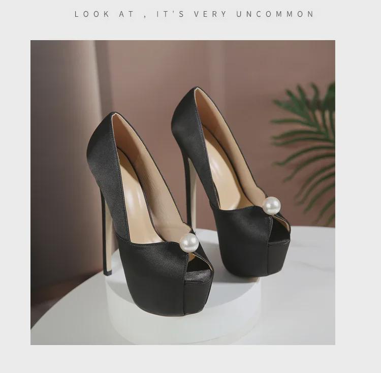 Stylish Stiletto Pearl Platform Sandals – Sexy High Heel Waterproof Shoes for Women