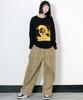 Deumakeu Side One-Pleat Leopard Real Wide Pants Camel