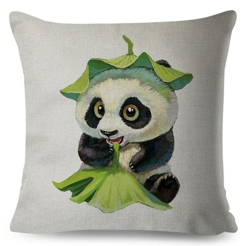 Cute Cartoon Animal Pillowcase Watercolor Animal Cushion Cover Living Room Bedroom Sofa Linen Decorative Pillowcase