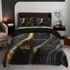 Luxury Black Gold Marble Bedding Set  Love Quote Duvet Cover Queen King Double Duvet Cover Pillowcase 2/3 Gift Soft Bedroom Decoration