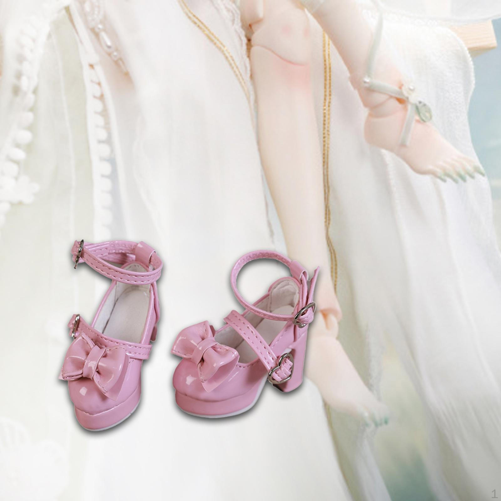 

1/4 Женская фигурка Обувь для фигурки, Кукольная одежда, Аксессуары, с милым бантом, розовый