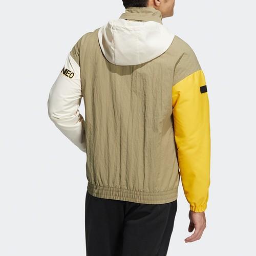 adidas Colorblock Retro American Sports Hooded Jacket for Men, Green