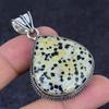 Dalmation Jasper Gemstone 925 Sterling Silver Jewelry Pendant 2.05"