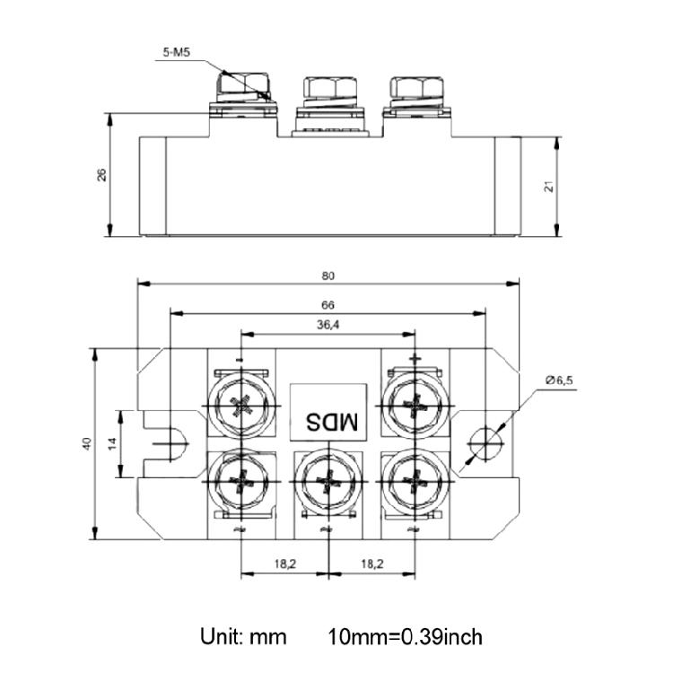 MDS100-16 Bridge Rectifier 100A 1600V 3-Phase Diode Bridge Rectifier Copper Plat