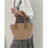 Halmflätad Väska Dam Sommar Nyaste Trendiga Mode Tote Bag All-Match Handflätad Väska Strandväska Axelväska