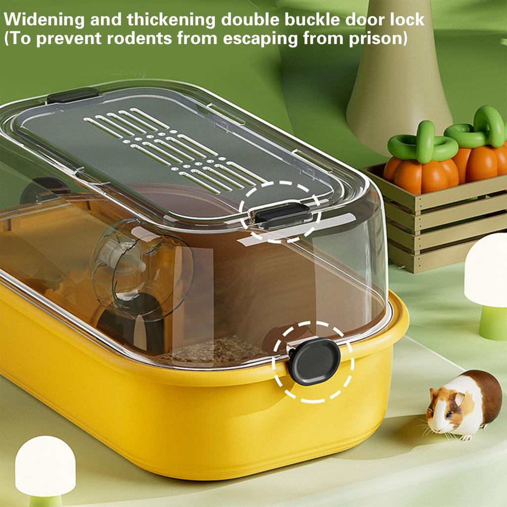 Stor Inomhus Hamsterbur Habitat med Ventilerat Genomskinligt Lock PP Husdjursvilla Lekplats för Smådjur Husdjurstillbehör