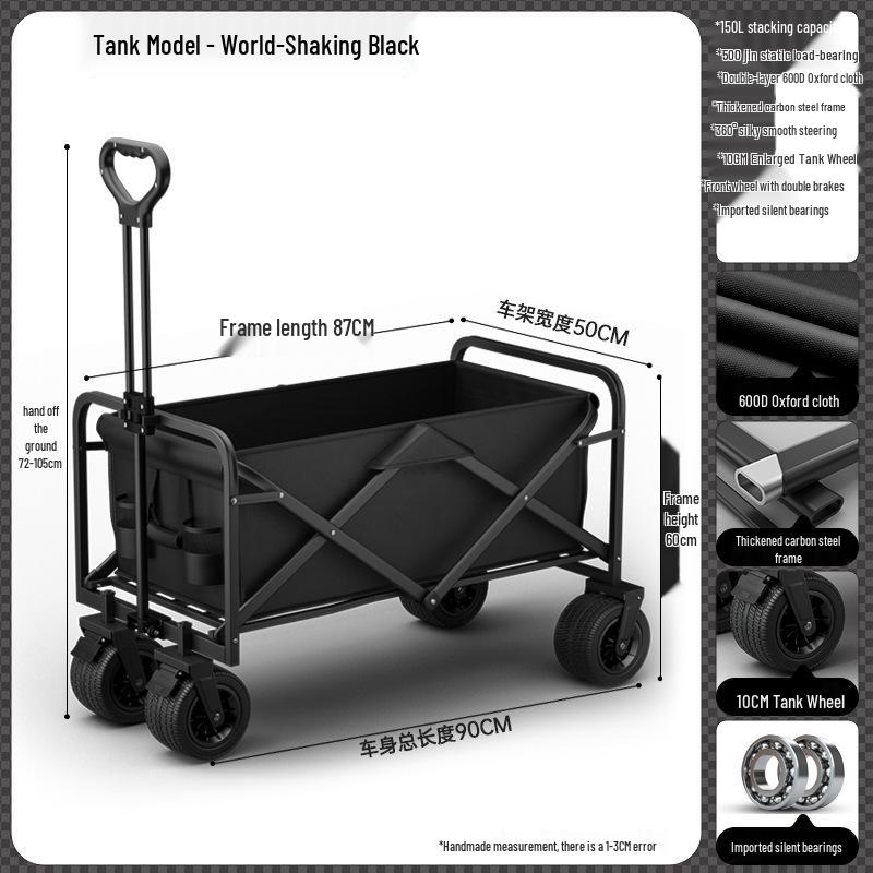 Lightweight Folding Outdoor Camping Cart - Hand-Pulled Trolley for Shopping & Camping