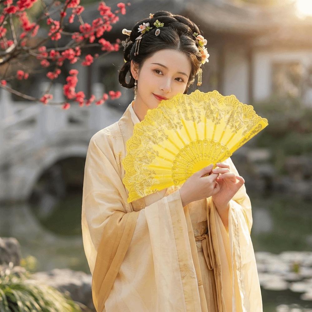 Butterfly Pattern Chinese Style Folding Fan Lace Dance Fan Fashion Hand Fans  Wedding Party Decor