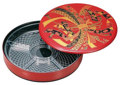 Nakatani Brothers Company Yamanaka Lacquerware 10.0 Sushi Oke (with Inner Casing) Vermilion with Gift Wrapping 33-5311