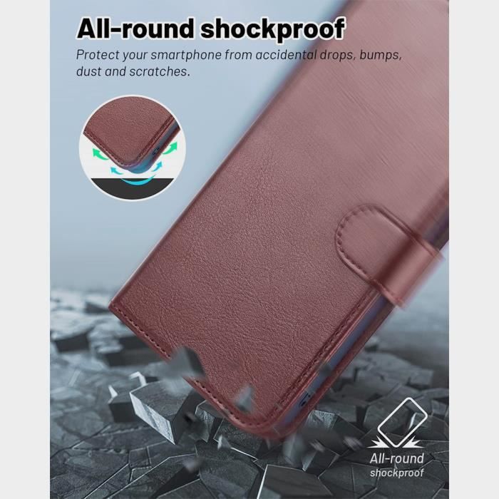 Coque de protection - Samsung - Galaxy A05s - Effet Cuir Marron - Anti-Rayures - Portefeuille