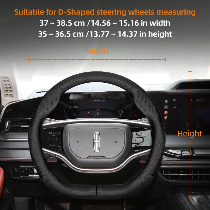 

Suitable for Lincoln Ultra-Thin Breathable Leather Steering Wheel Cover Suitable for Mkc Mkz Mkx Continental Navigator Mkt Mark Viii Town Car Aviator