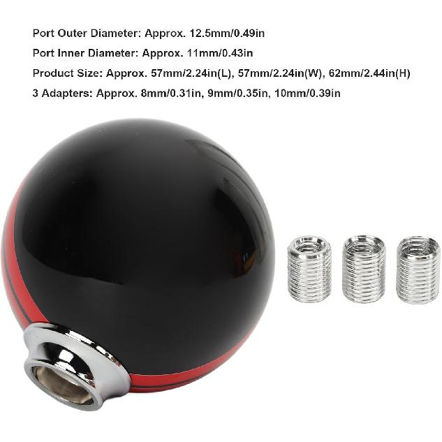 Fydun 5 Speed Round Ball Shift Knob Manual Shifter Lever Stick Head Knob for 1967 To 2018 (Black Red)