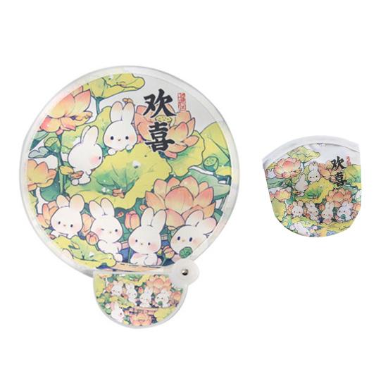 

Складной веер с отражателем в виде мультяшного узора, легкий портативный складной веер в виде рыбы и оранжевой панды C