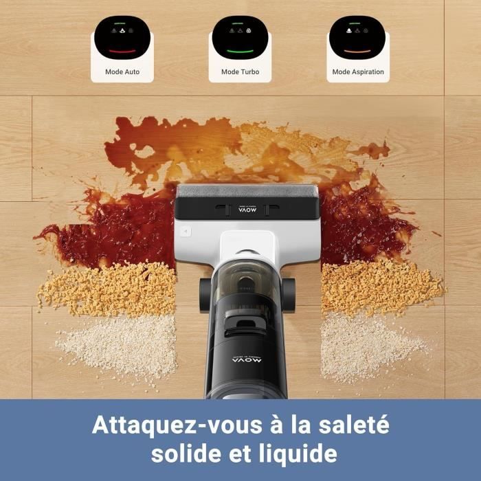 Mova k20 - aspirateur laveur sec et humide - poids léger de 4 kg - nettoyage auto double rotation - écran led