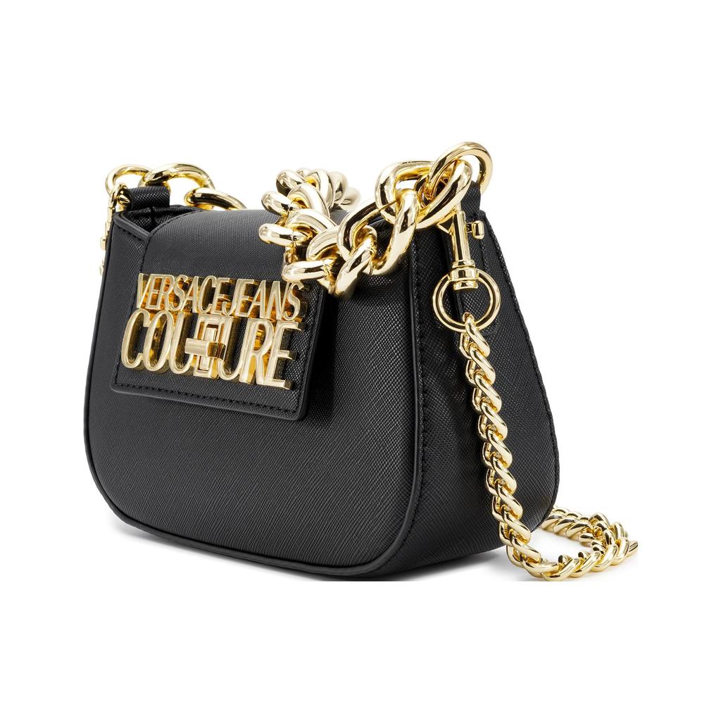 Versace Jeans Couture Gold Letter Logo Chain Polyester Shoulder Tote Bag Small Women handbags Black 74VA4BL4-ZS467-899