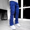 Jeans FlowStreet Y2k Stile Hip-hop con Frange, Jeans Elasticizzati Casual Stile Street da Uomo