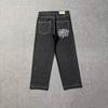 DRIPX High Quality Printed Embroidery Straight Jeans Black Pants Men Jeans Printing Trend Street Wear