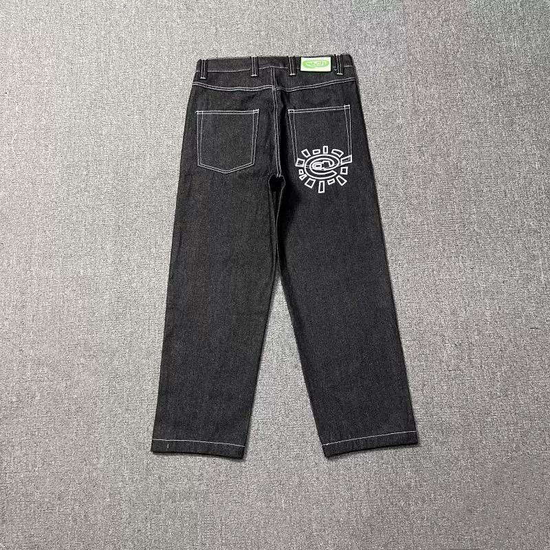DRIPX High quality Printed Embroidery Straight Jeans Black Pants Men Jeans Printing Trend Street Wear S