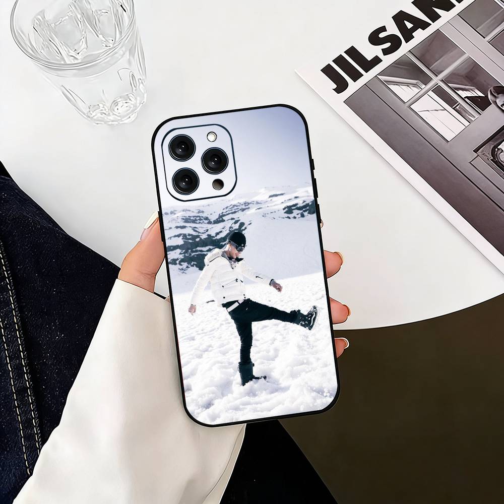 C-CRIS MJ S-Singer Phone Case For iPhone 17,16,15,14,13,12,11 Plus,Pro Max,XS,Soft Silicone Black Cover iPhone12PRO