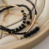 4pcs Black Crystal Handmade Fashion Bracelet Set For Women, Vacation Party Jewelry Festival Gift