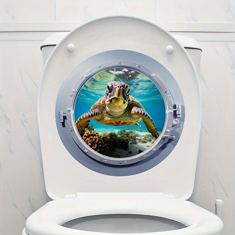 Submarine Cabin Door 3D Turtle Toilet Stickers Bathroom Accessories Toilet Tub Wall Decals Animal Waterproof Home Decoration