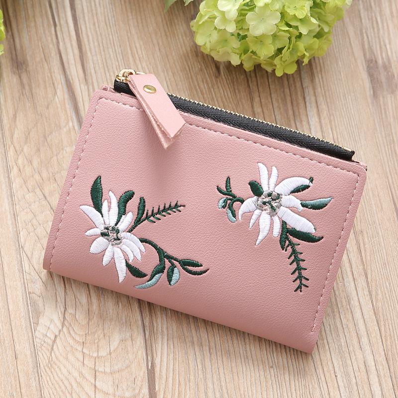 Mini Korean Style Embroidered Women's Zipper Wallet