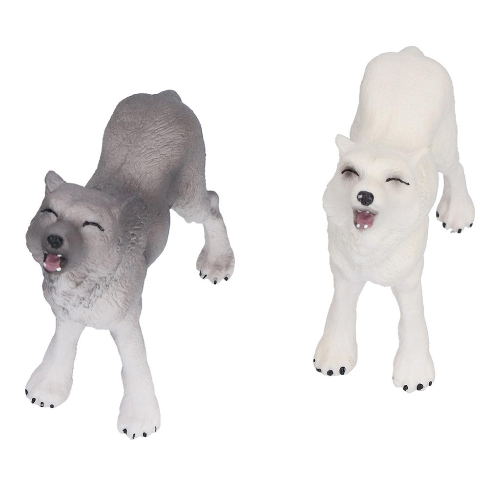 2pcs Howling Wolf Action Figure Figurines Toys Howling Wolf Animal Model Educational Presents for