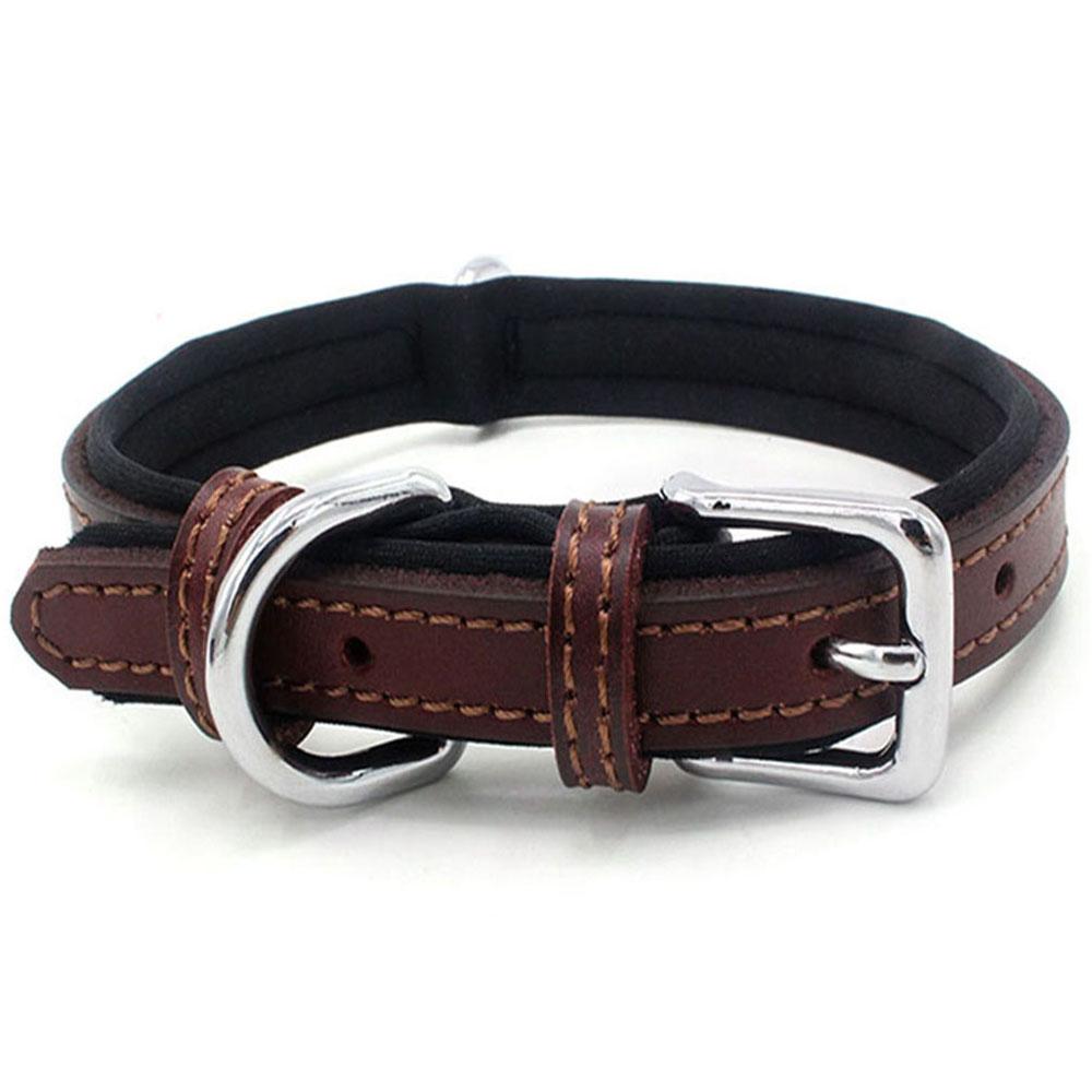 Double-layered Ultra Soft Neoprene Padded Dog Collar Heavy Duty Dog Leather Collar with Durable Metal Buckle Pet Training Collar
