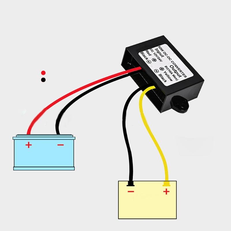 Waterdichte 12V/24V naar 5V 10A Buck Converter met Overbelastingsbeveiliging Kunststof Spanningsregelaar voor Auto LED Scherm