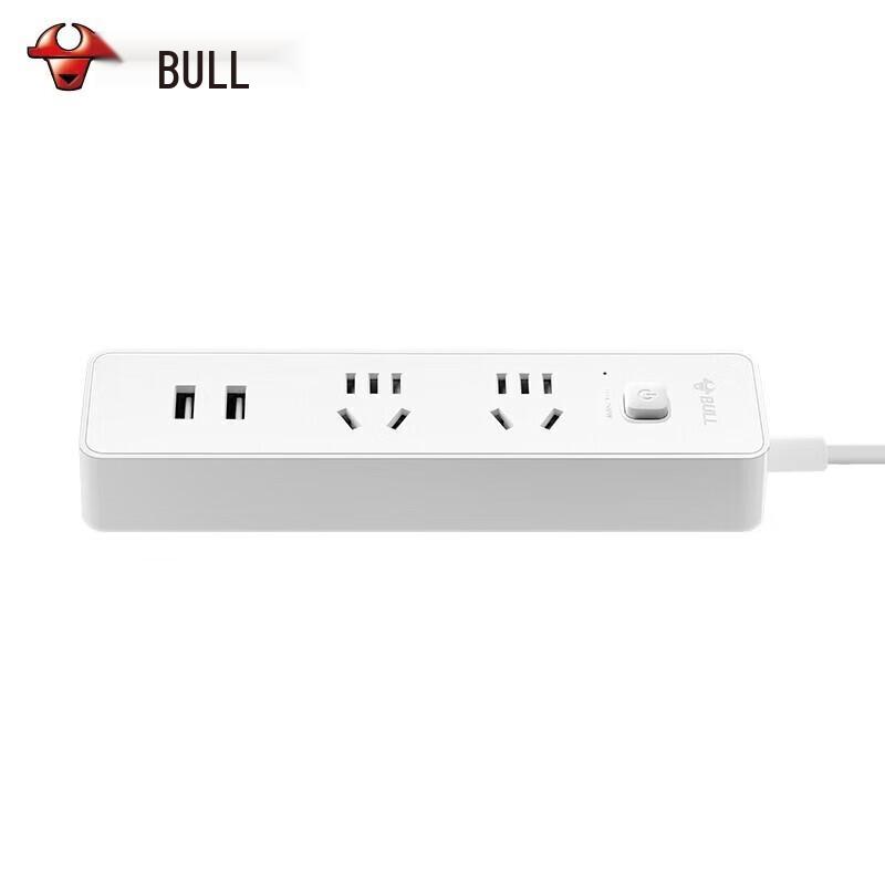 BULL GNV-UUD122 USB Power Strip with 2 AC Outlets & 2 USB-A Ports CN Plug (adapter Included)