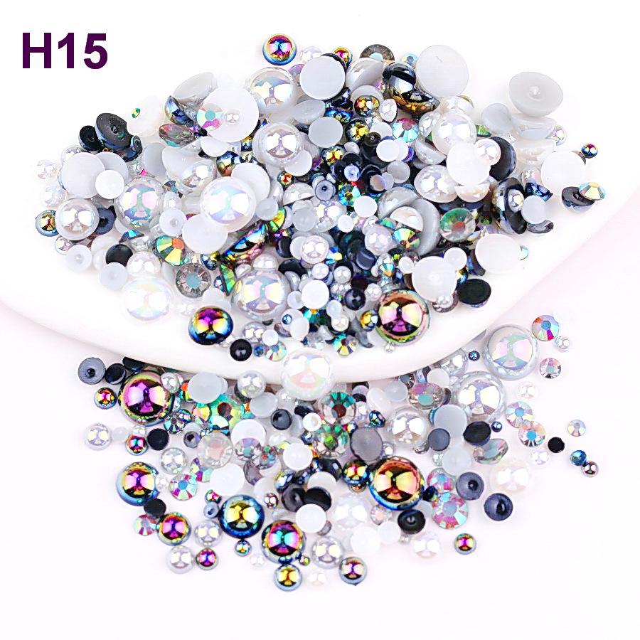 2mm-10mm Mixed Pearl & Resin AB Plated Half-Round ABS Imitation Pearl DIY Accessories
