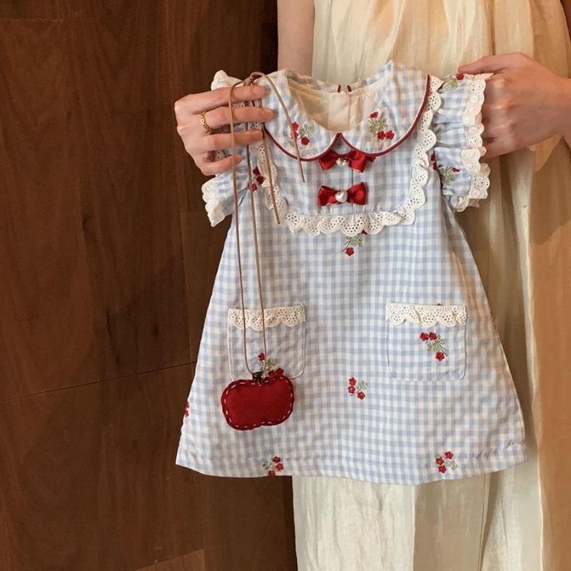 Girls Summer Plaid Sleeveless Dress Cute Toddler Princess Vest Dress for Baby 90