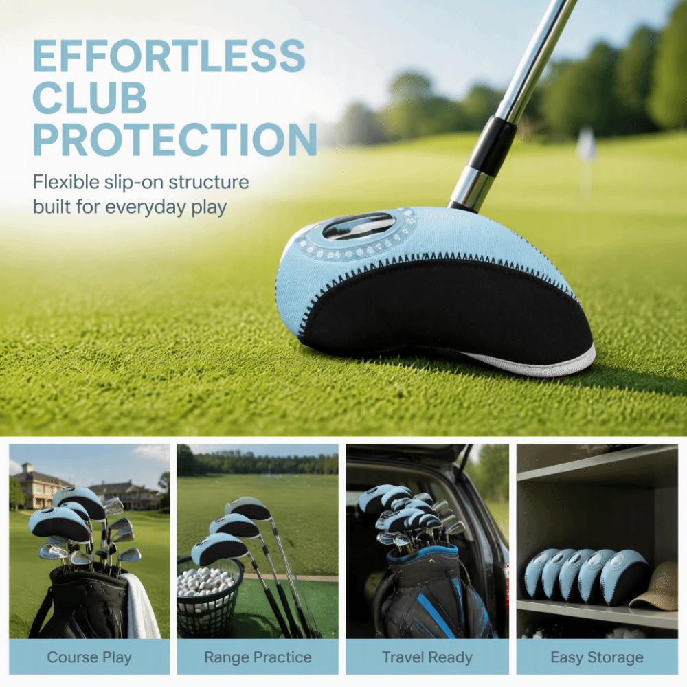 10pcs Durable Material Golf Iron Covers Two Tone Color Golf Club Covers Travel Gear