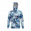 Camicia da pesca estiva da uomo con cappuccio, manica lunga, leggera e ad asciugatura rapida