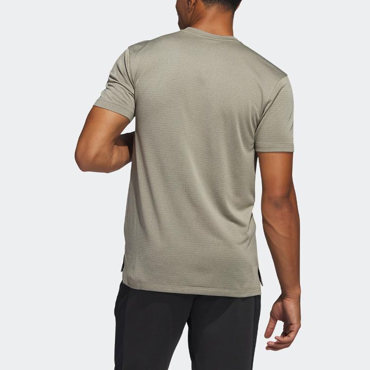 Adidas Hustle For The Muscle Aeroready Letter Pattern Print Quick-Dry Sports Fitness Crew Neck T-Shirt Men Tops Pebble-Silver-Gray H44745