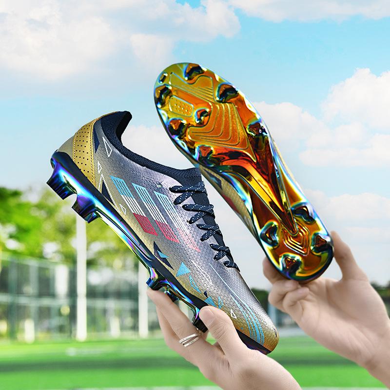 New C Luo Colorful Electroplated Bottom Couple Youth Student Game Training TPU Seamless Low-top Football Shoes