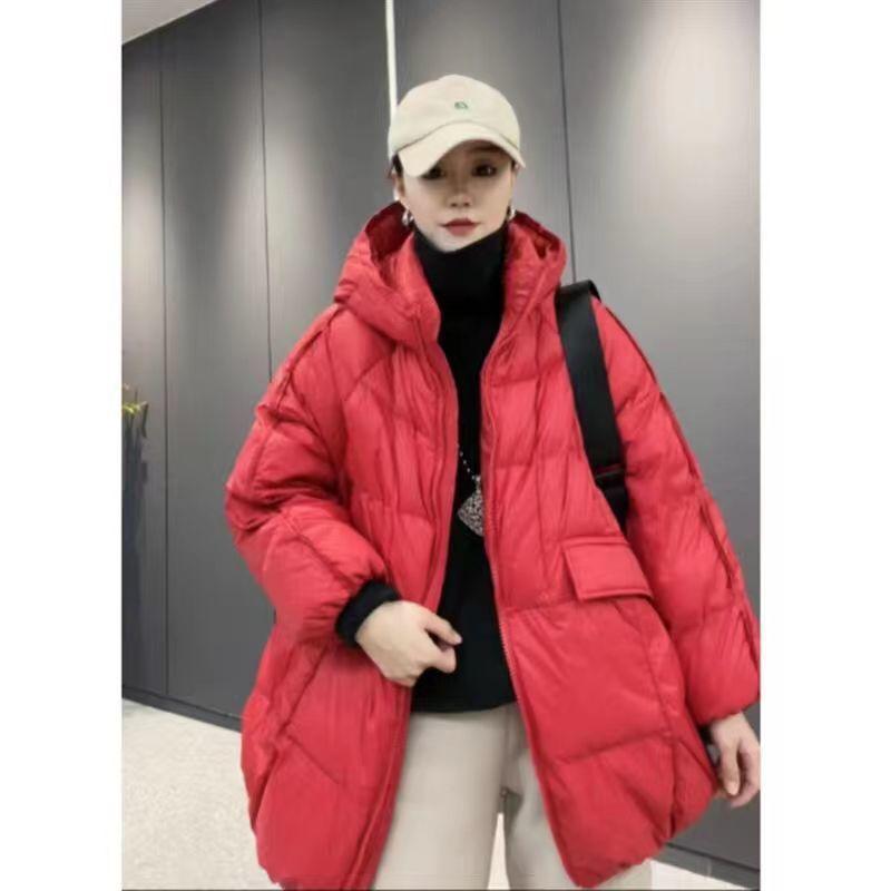 

Женская белая куртка-пуховик с капюшоном на осень-зиму, теплая верхняя одежда, повседневная свободная верхняя одежда больших размеров, толстое пальто XXXXXL красный