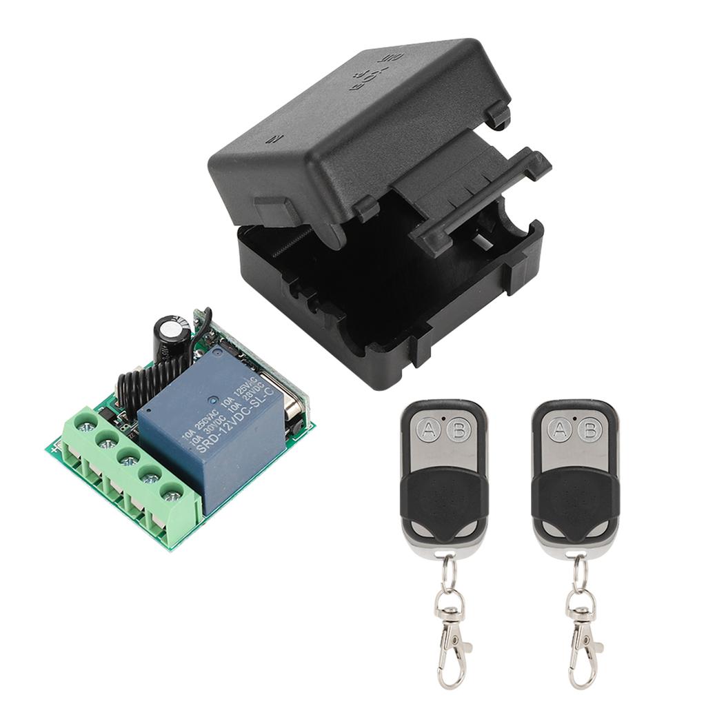 12V Single Channel Remote Control Switch Transmitter Receiver Set 2 Button Learning Code