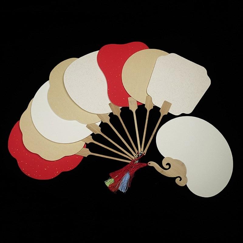 Blank Rice Paper Fan Round Fan Paper Hand Fan Wedding Fan Decorative Painting Fan Blank Fan Kids