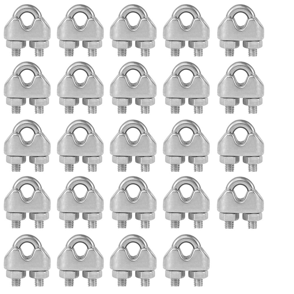 12/24Pcs U Type M3 Cable Clamps 3mm Wire Rope Fixing Clip Bolts Saddle Fastener Metal Heavy Duty 304 Stainless Steel
