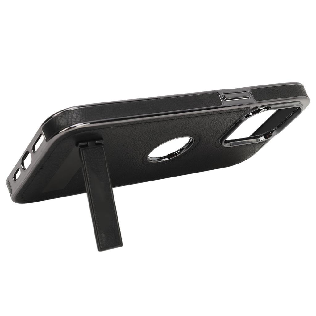 Case for IPhone PU Leather Full Protection Shockproof Slim Cell Phone Cover for Men Daily Use Black for IPhone 14 Pro