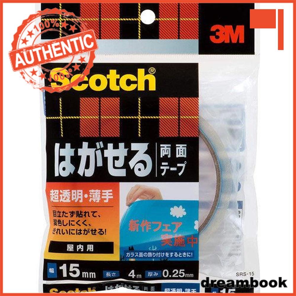 

Japan Peelable doublecoated adhesive tape ultrathinultrathick SRS15 width 15mm x length 4m 1 roll Scotch DB Ultra-Transparent Thin