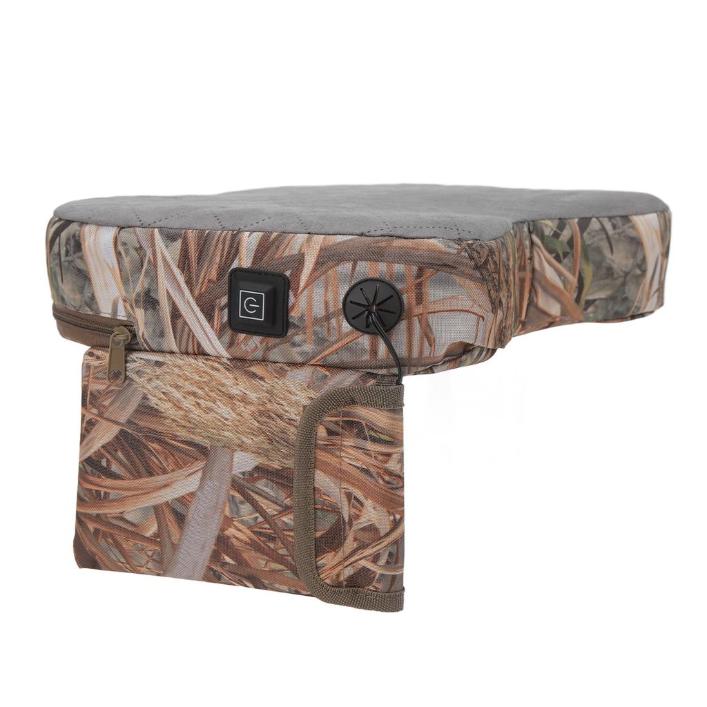 Portable Heating Cushion 3 Gears Soft Camouflage Outdoor Heated Seat Pad for Camping Fishing Concert Reed
