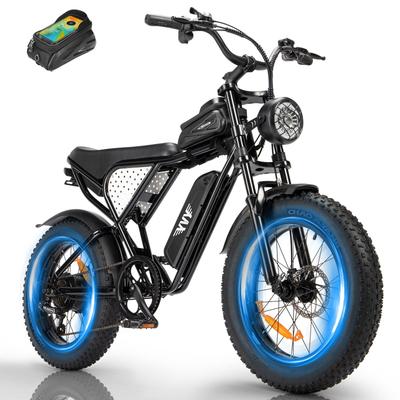 Electric Bike Adult YVY 20" 1000W Motor City Ebike 48V 15AH Max Range 80Km Front Fork Suspension Black C20 Lite