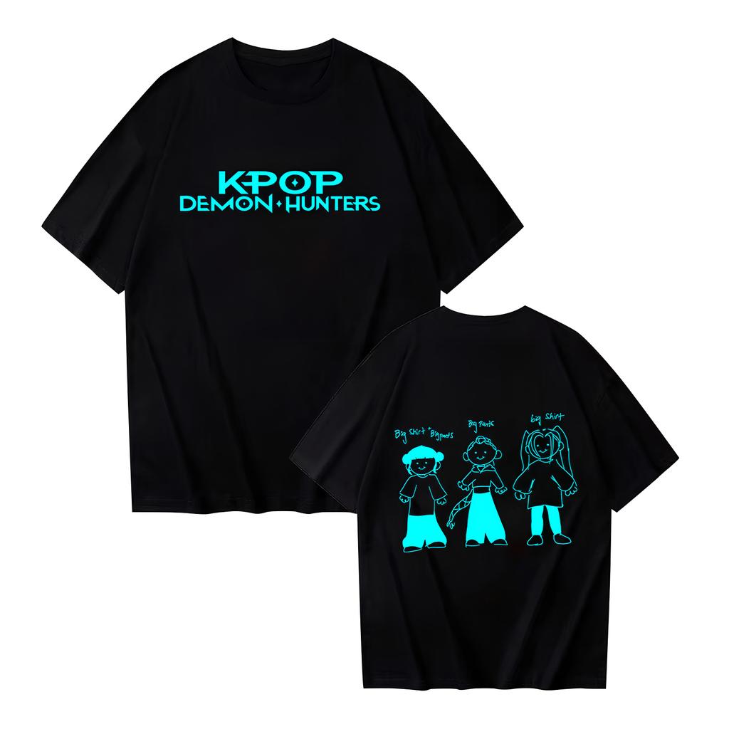 Women's Casual Cotton Luminous Print T-shirt Round Neck Pullover Short Sleeve Top