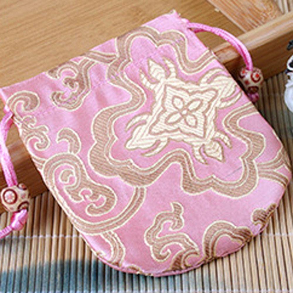 Floral Embroidery Flower Drawstring Bag Jewelry Packing Bag Festive Sugar Bag Party