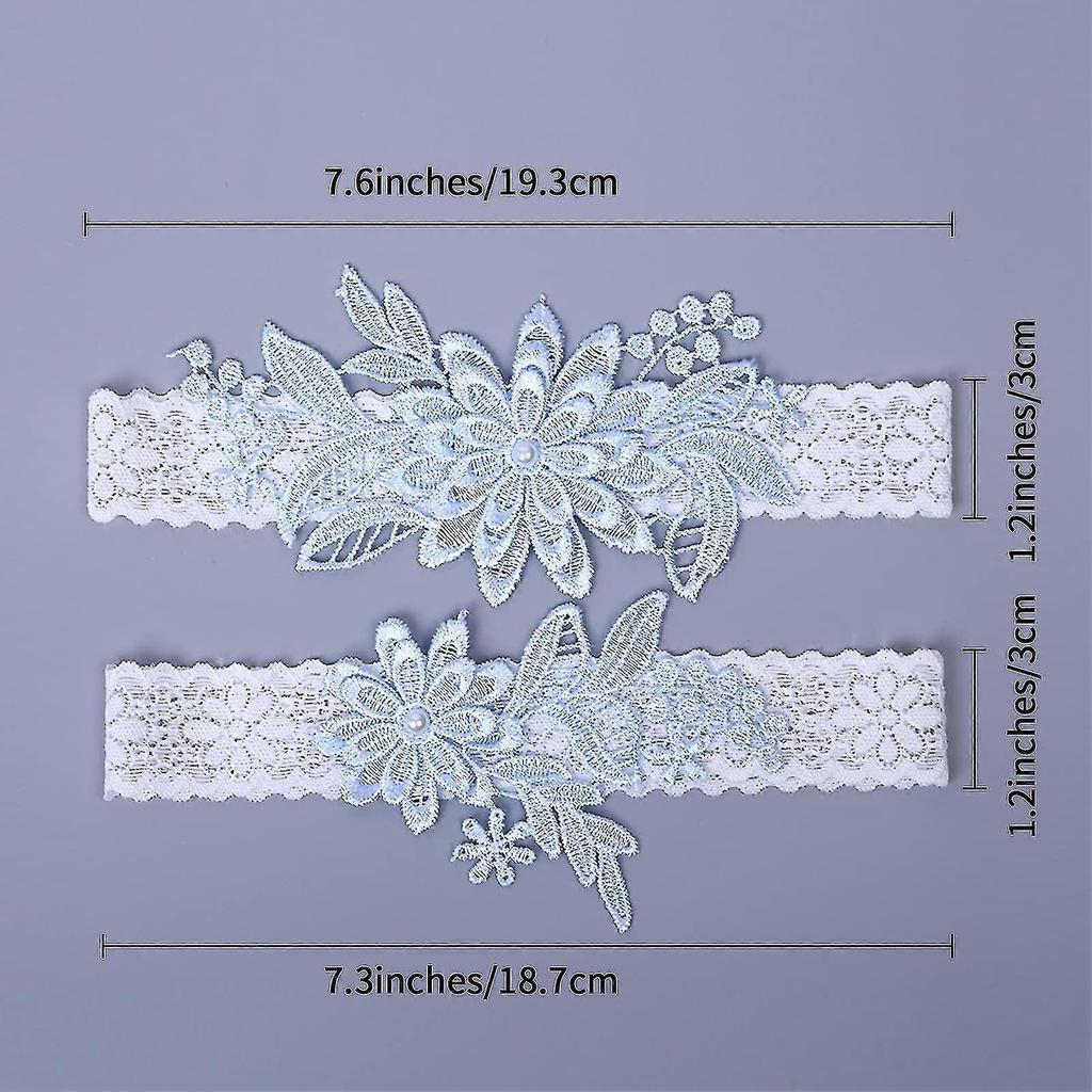 Wedding Garter For Brides, 2pcs Women's Lace Leg Garter, Wedding Underwear Elastic Rhinestone Garter For Bride yu