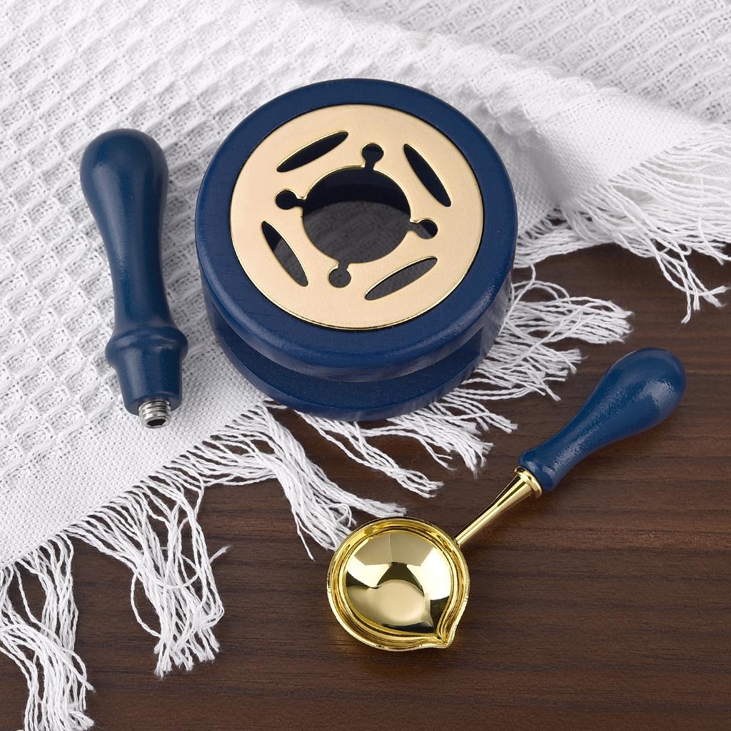 Wax Seal Stamp Set Lacquer Furnace Solid Wood Stove Fire Paint Seal Supplies Wax Spoon Sealing Wax Melting Pot Craft Supplies