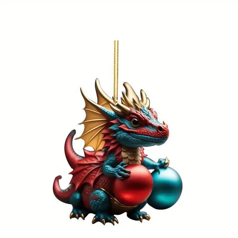 

Fun Acrylic Christmas Dragon Car Charms Engaging And Colorful Decoration For Vehicles 5