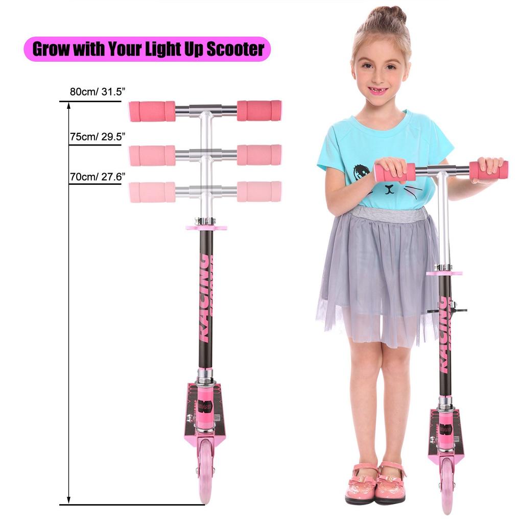 WeSkate Scooter for Kids with LED Light Up Adjustable Height Kick Scooters for Boys and Rear Fender Lightweight Folding Kids 110lb Weight Capacity